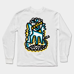 Graffiti Morning Yellow Blue Creature Long Sleeve T-Shirt